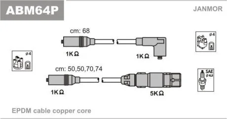 Комплект проводів високої напруги Janmor ABM64P