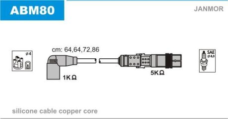 Комплект проводів запалення Janmor ABM80