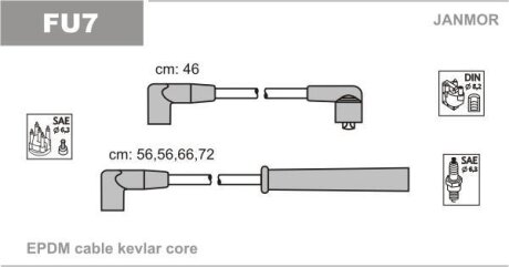 Провод зажигания (EPDM) FORD SCORPIO 1.8,1.9,2.0, SIERRA 1.6,1.8,2.0 Janmor FU7