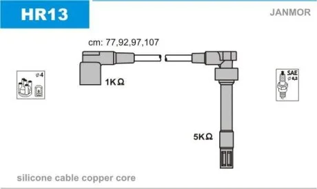 Комплект проводів запалення Janmor HR13