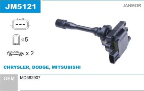 Катушка зажигания Mitsubishi OUTLANDER 2.4 4WD, 4G69 Janmor JM5121
