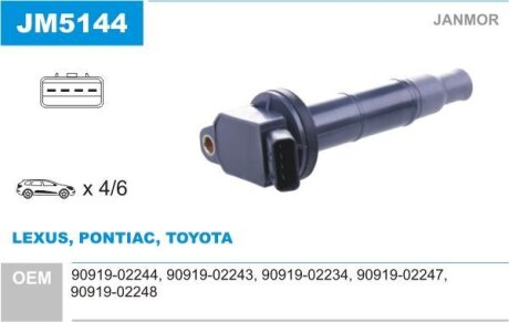 Катушка зажигания Toyota CAMRY 2.4 VVTi, LAND CRUISER 4.0 (KDJ12) Janmor JM5144