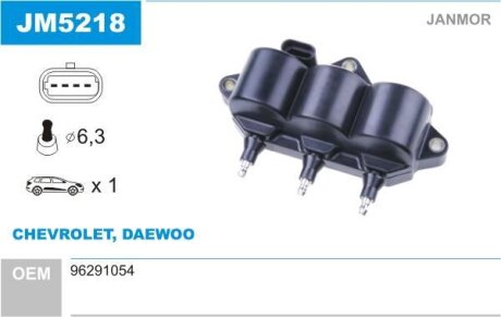 Котушка запалювання Daewoo MATIZ 0.8, F8CV Janmor JM5218