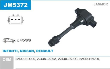Катушка зажигания Nissan QASHQAI 2.0, MR20DE Janmor JM5372