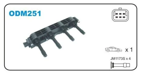 Катушка зажигания Opel VECTRA B 1.6 i 16V, X 16 XEL, Y 16 XE, Z 16 XE Janmor ODM251