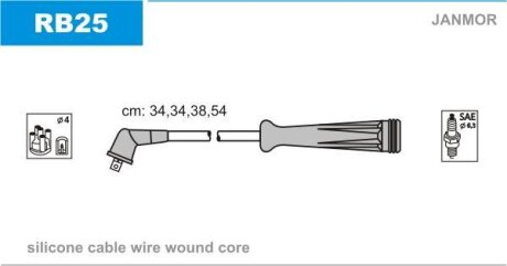 Провод зажигания (Silikon) RENAULT CLIO 1.4,1.6, KANGOO 1.4, LAGUNA,MEGANE,Scenic 1.6 Janmor RB25