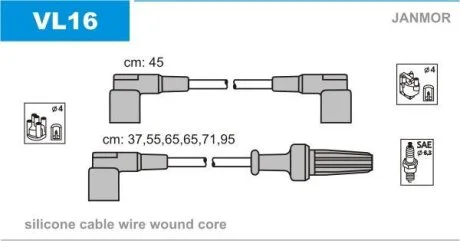 Комплект проводов зажигания Janmor VL16