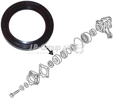Уплотняющее кольцо вала, подшипник ступицы колеса JP GROUP 8151250600