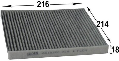 Фильтр салона TOYOTA CAMRY 01-,06-,AVENSIS 2.0I 16V,2.0I 16V TDI 01.05-,YARIS 1.0I 16V 01- (угольный) JS ASAKASHI AC102JC