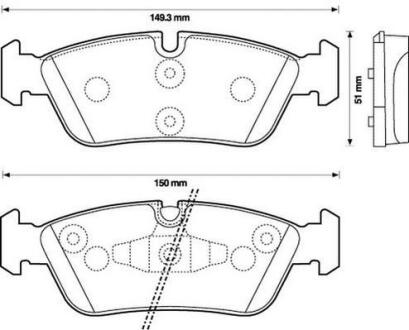 Тормозные колодки передние BMW E87, E90 1.8i-2.0d 09.04- Jurid 573138J