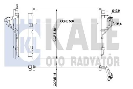 Радіатор кондиціонера Hyundai Elentra (11-), i30 (12-)/KIA Ceed (12-), Cerato (13-) OTO RADYATOR Kale 342525