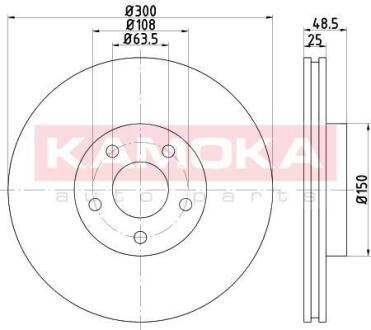 Диск торм. Ford C-Max 03->,Focus II 04->,Kuga 08->,Volvo C30 06-> перед. вент. KAMOKA 1031016