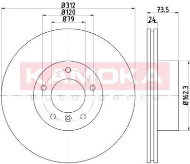 Диск торм. BMW 3 (E90) 07->,X1 (E84) 09-> перед. вент. KAMOKA 1031024