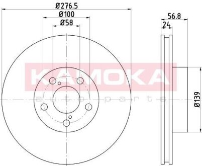 Диск торм. Subaru Forester 97->,Impreza 94->,Legacy 89-> перед. вент. KAMOKA 1031032