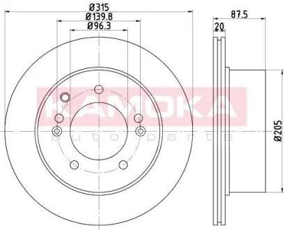 Диск торм. Kia Sorento 02-> задн. вент. KAMOKA 1031049