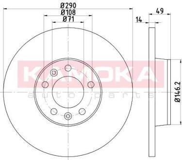 Гальмiвнi диски CITROEN JUMPY 07-/FIAT SCUDO 07-/PEUGEOT EXPERT 07- KAMOKA 1031050