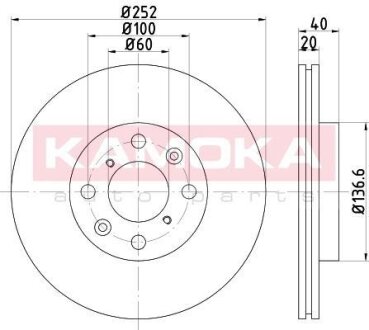 Диск торм. Opel Agila 08->,Suzuki SPLASH 08->,Swiftt III 05-> перед. вент. KAMOKA 1031059