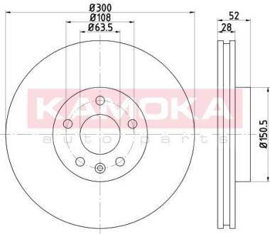 Гальмiвнi диски FORD GALAXY 06-/MONDEO IV 07-/S-MAX 06-/VOLVO V70 III 07- KAMOKA 1031086