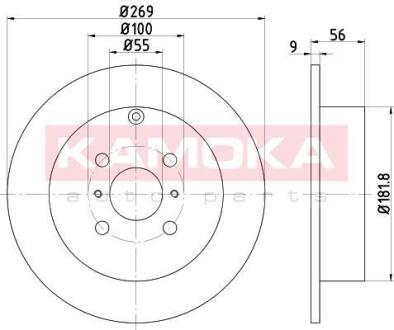 Диск торм. Toyota Corolla (E12) 02-07,Yaris 99-05 задн. KAMOKA 1031102