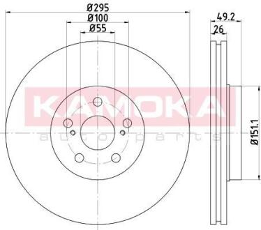 Диск торм. Toyota Avensis (T25) 03-08 перед. вент. KAMOKA 1031116