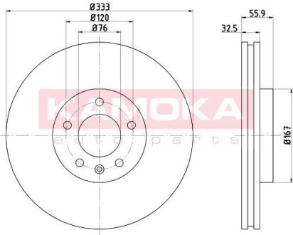 Диск торм. VW Multivan V 03-09,Transporter V 03-> перед. вент. KAMOKA 1031119