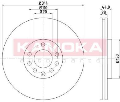 Диск торм. Opel Signum 03->,Vectra C 02->,SAAB 9-3 02-> перед. вент. KAMOKA 1031125