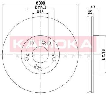 Диск торм. Honda Accord VII 03-> перед. вент. KAMOKA 1031127
