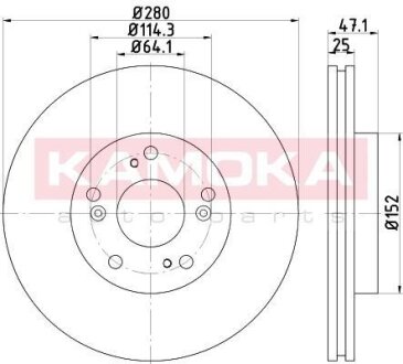 Диск торм. Honda Accord VII 03-> перед. вент. KAMOKA 1031128