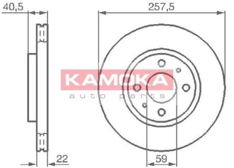 Диск торм. Citroen Nemo 08->,Fiat Idea 04->,Panda 04 перед. вент. KAMOKA 1031524