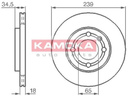 Диск торм. Seat Arosa 97-04,VW Lupo 98-05,Polo 6N1/6N2 94-01 перед. вент. KAMOKA 1031624