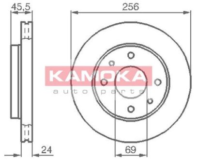 Диск торм. Mitsubishi Carisma 98-06,Galant 88-00,Volvo S40/V40 95-04 перед. вент. KAMOKA 1031770