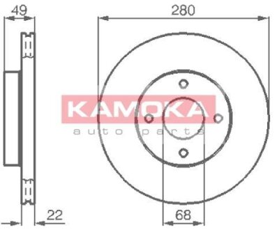Диск торм. Nissan Almera (N16) 02->,Primera (P11) 96-01 перед. вент. KAMOKA 1031918