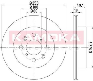 Гальмiвнi диски OPEL AGILA 00-07/SUBARU JUSTY 03-/SUZUKI IGNIS 03- KAMOKA 103204