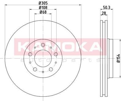 Диск торм. Volvo S60 00->,V70 00->,S80 98-06 перед. вент. KAMOKA 1032156