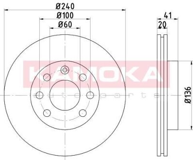 Диск торм. Opel Corsa C 00-> перед. вент. KAMOKA 1032260