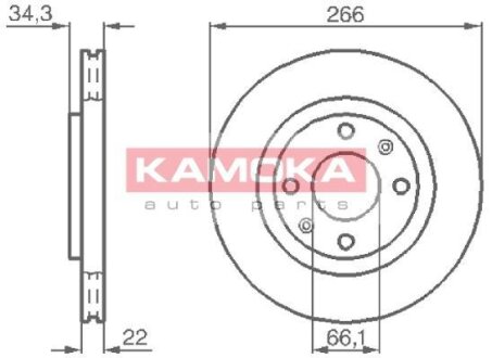Диск торм. Citroen Berlingo 96->,Xsara 97->,Peugeot 307 00->,Partner 96- перед. вент. KAMOKA 1032280