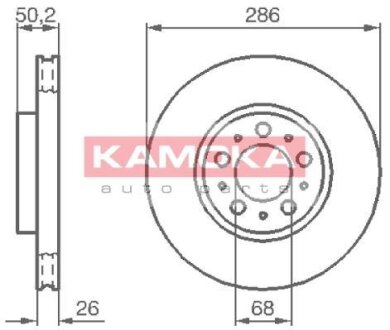 Диск торм. Volvo S60 00->,V70 00->,S80 98-06 перед. вент. KAMOKA 1032326