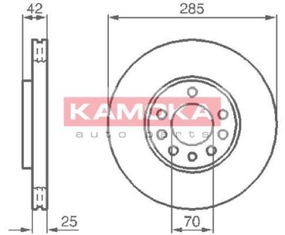 Диск торм. Opel Signum 03->,Vectra C 02-> перед. вент. KAMOKA 1032382