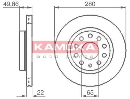 Гальмiвнi диски AUDI A3 03-/SKODA OCTAVIA 04-/VW GOLF V 03- KAMOKA 1032446