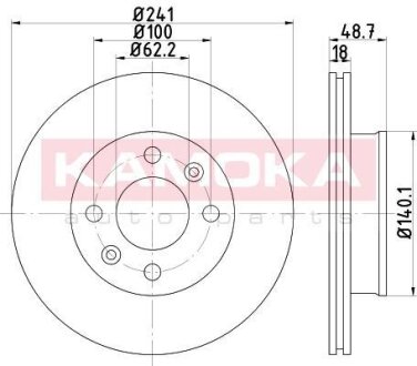 Диск торм. Hyundai I10 11->,Kia Picanto 04-> перед. вент. KAMOKA 1032536