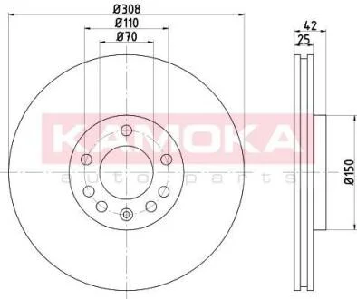 Гальмiвнi диски OPEL ADAM 13-/ASTRA H 05-/CORSA D 14-/MERIVA B 10- KAMOKA 103253