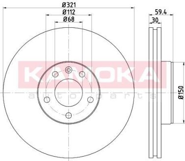 Диск торм. Audi A6 04->,A8 02-> перед. вент. KAMOKA 1032554