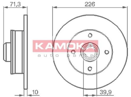 Диск торм. Seat Toledo 91-99,VW Golf II/III 86-97,Passat 88-96,Vento 92-97 задн. KAMOKA 103274