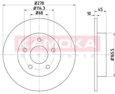 Диск торм. Nissan Almera tino 00->,Primera (P12) 02-> задн. KAMOKA 1032766