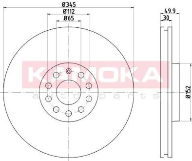 Диск торм. Audi A3 03->,Seat Leon 05->,Skoda Octavia 04->,Superb 08->,VW перед. вент. KAMOKA 1033008