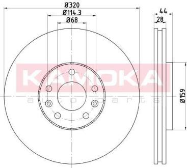 Гальмiвнi диски RENAULT GRAND SCENIC III 09-/LAGUNA III 08-/SCENIC III 09- KAMOKA 1033454