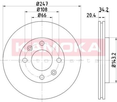 Диск торм. Citroen Saxo 96-04,Xsara 97-05,Peugeot 106 91->,306 93-01 перед. вент. KAMOKA 103428