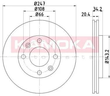 Диск торм. Citroen Saxo 96-04,Xsara 97-05,Peugeot 106 91->,306 93-01 перед. вент. KAMOKA 103428