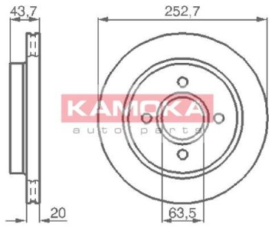 Диск торм. Ford COUGAR 98-01,Ford Mondeo I/II 93-00 задн. вент. KAMOKA 103958