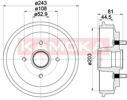 Барабан тормозной Ford Fiesta V 01->,Fusion 02-> KAMOKA 104031